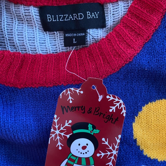 Blizzard Bay Ugly Christmas Holiday Sweater Santa Surfing Beach NWT Size L - Picture 4 of 6